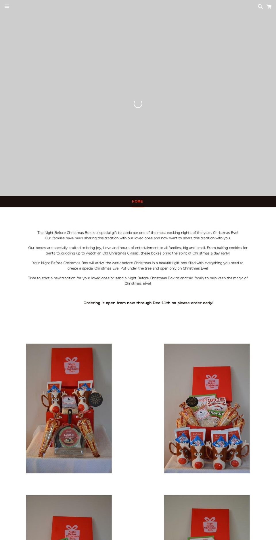 nightbeforechristmasbox.com shopify website screenshot
