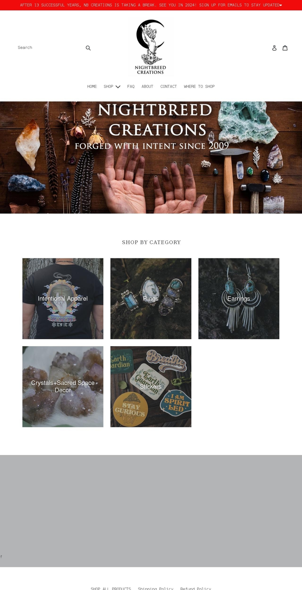 nightbreedcreations.com shopify website screenshot