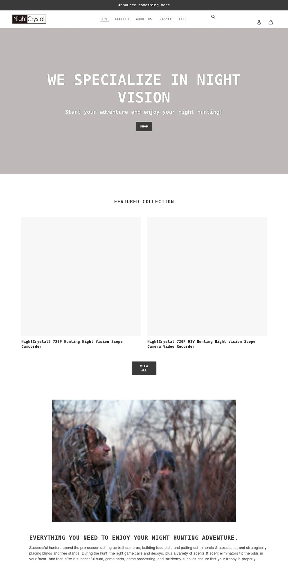 nightcrystal.com shopify website screenshot
