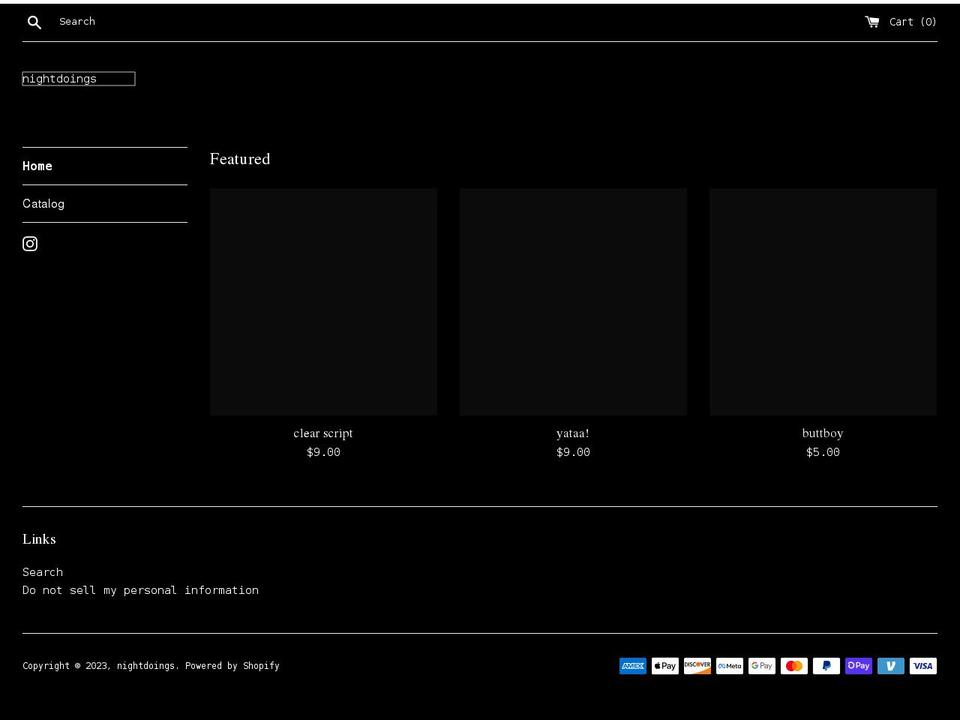 nightdoings.net shopify website screenshot