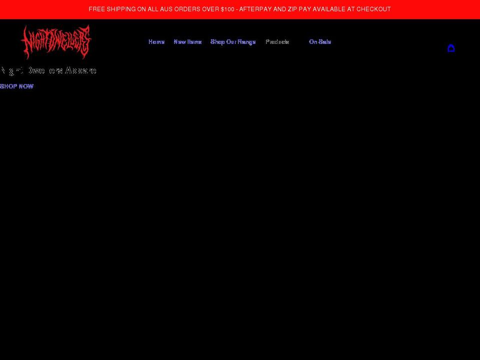 nightdwellersapparel.com shopify website screenshot