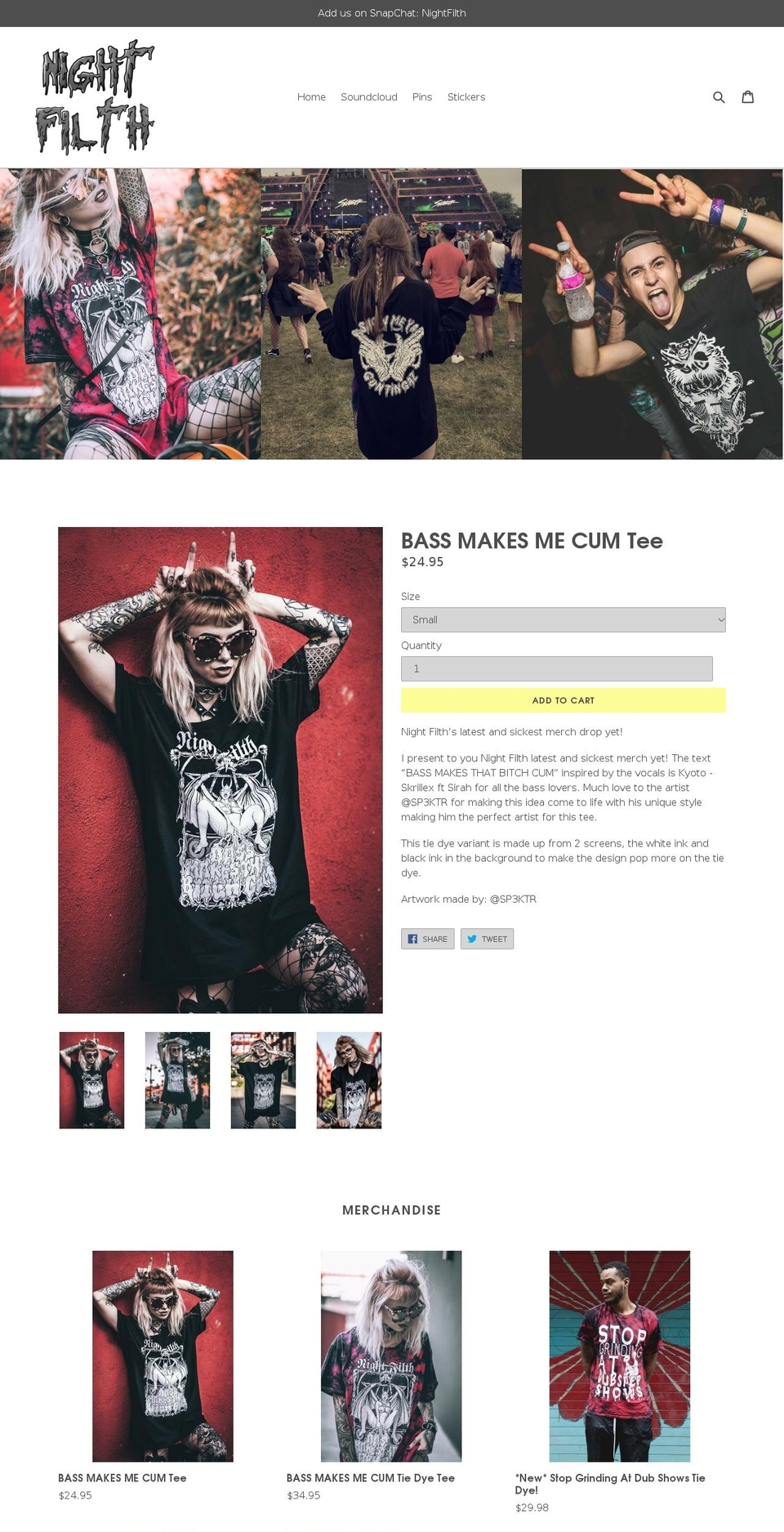 nightfilth.com shopify website screenshot