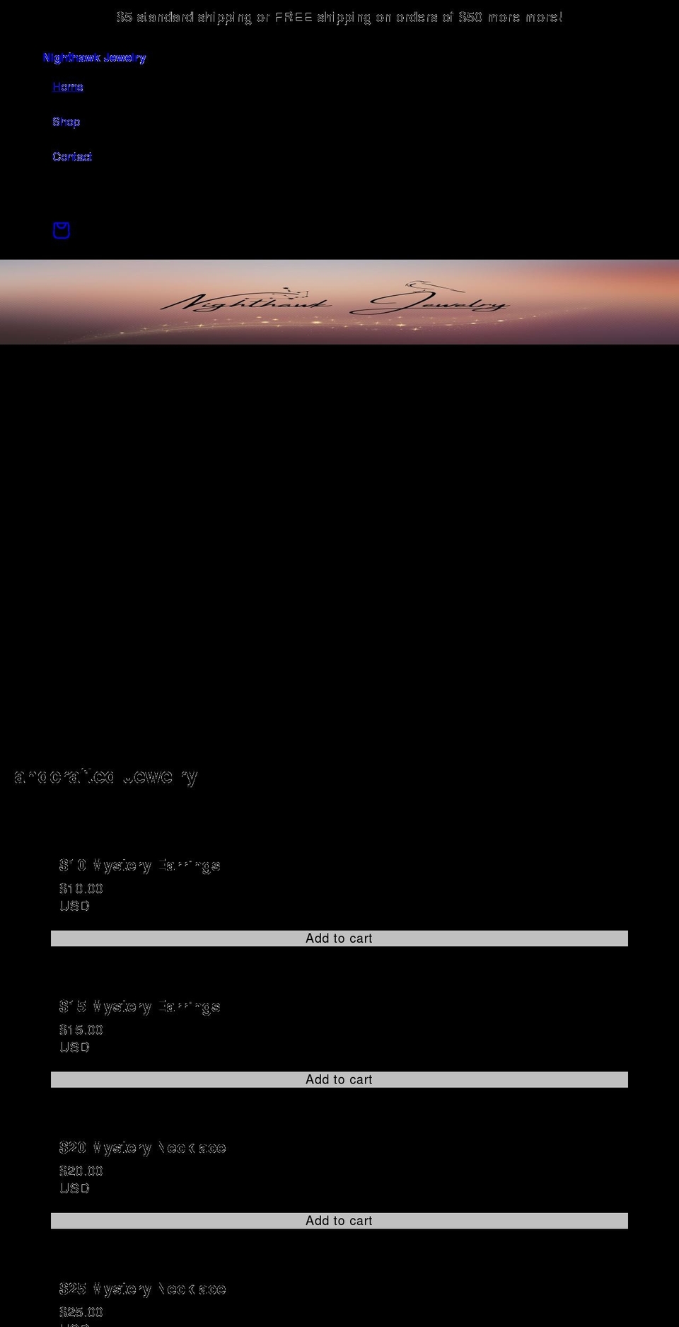 nighthawkjewelry.com shopify website screenshot