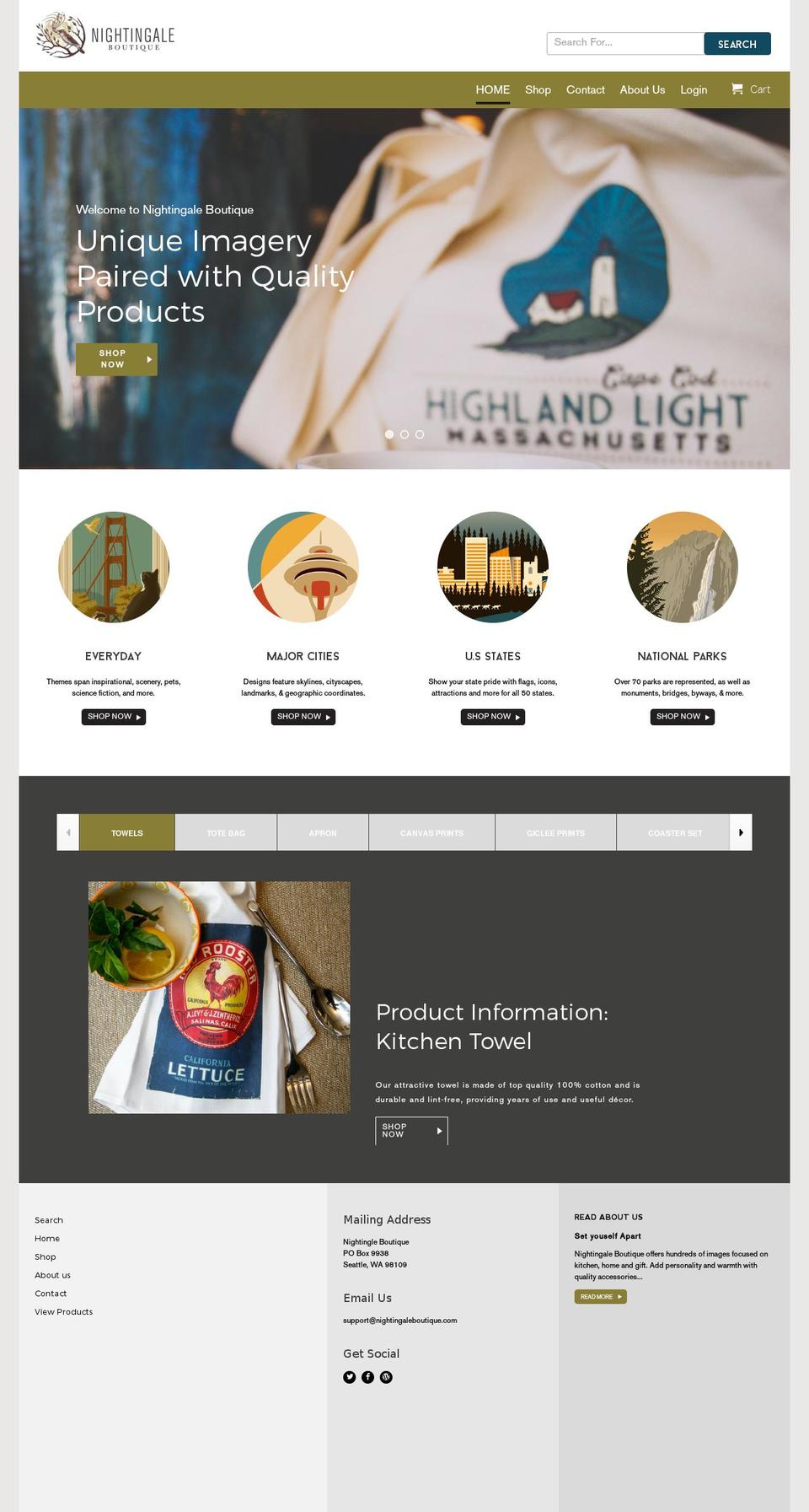 nightingaleboutique.com shopify website screenshot