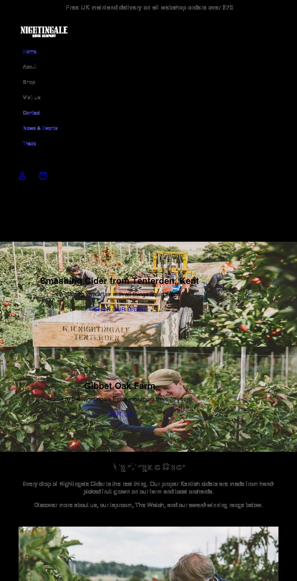 nightingalecider.com shopify website screenshot