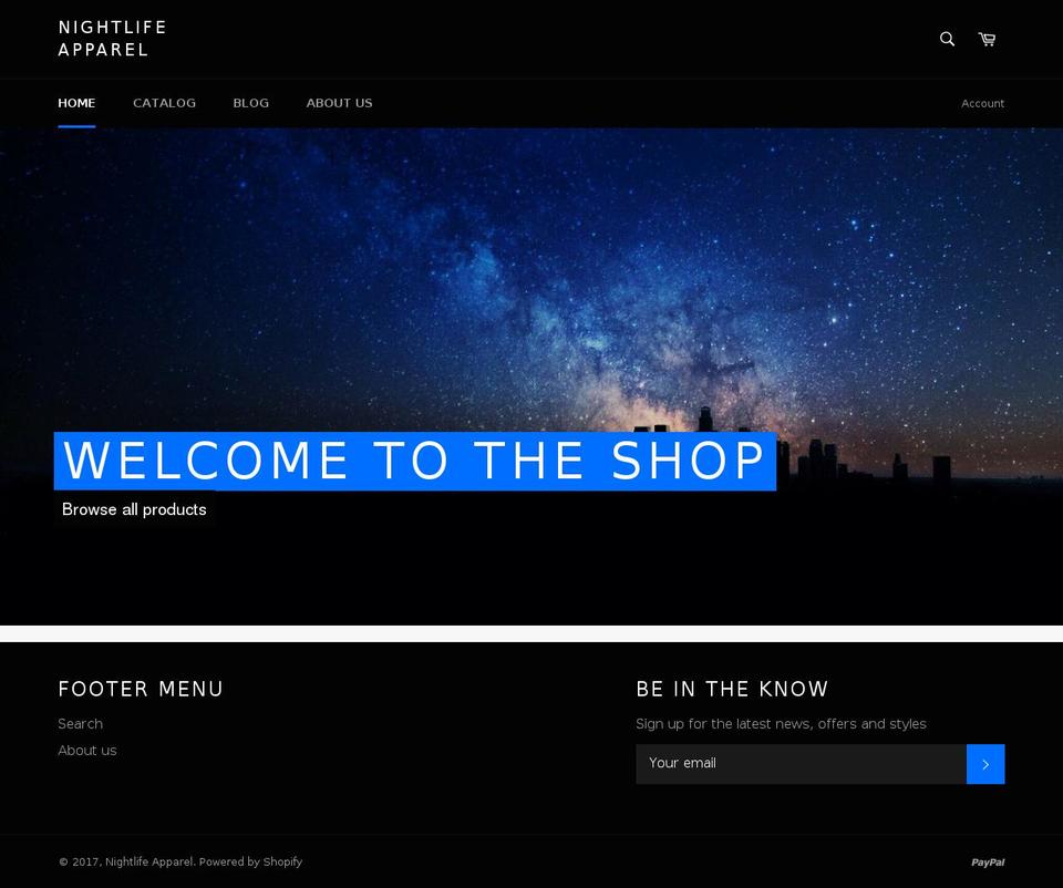nightlifeapparel.com shopify website screenshot