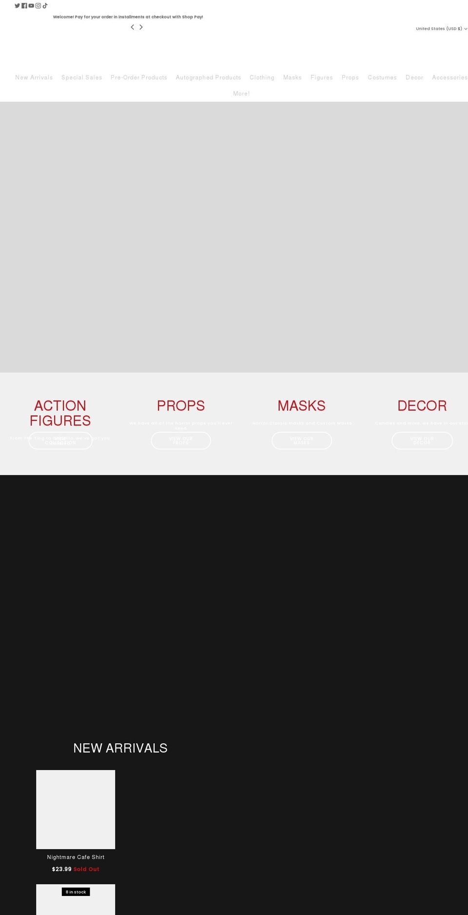 nightmaretoys.com shopify website screenshot