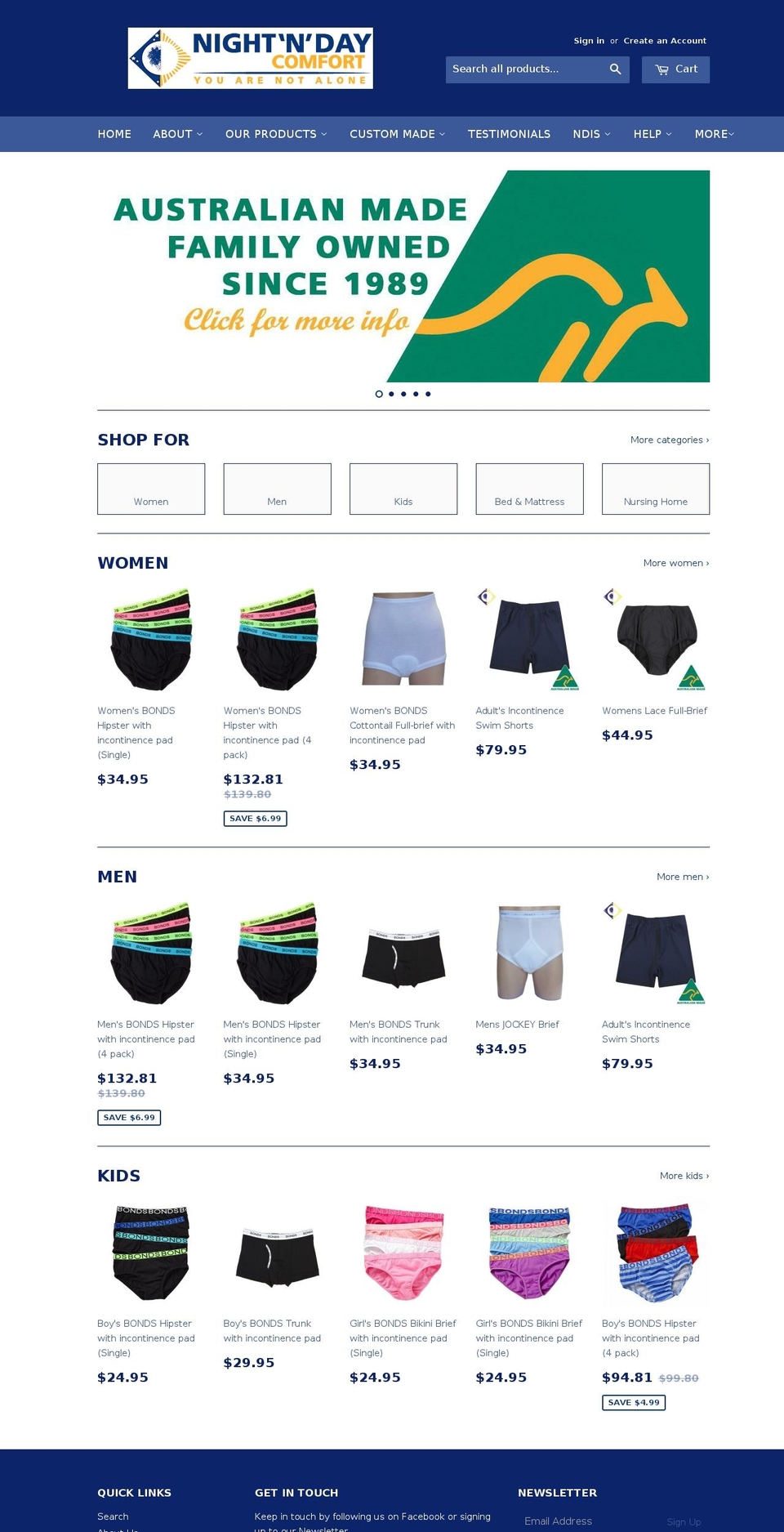 nightnday.com.au shopify website screenshot