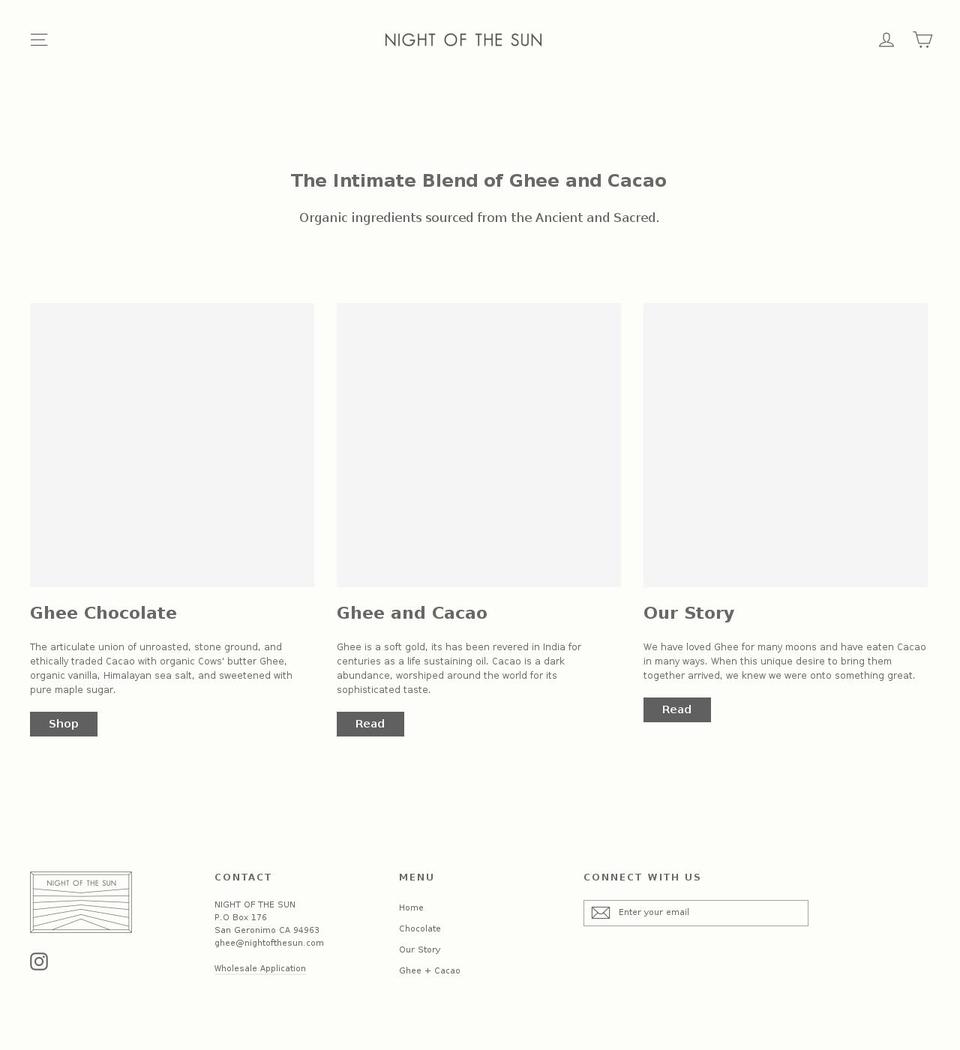 nightofthesun.com — Shopify storefront screenshot
