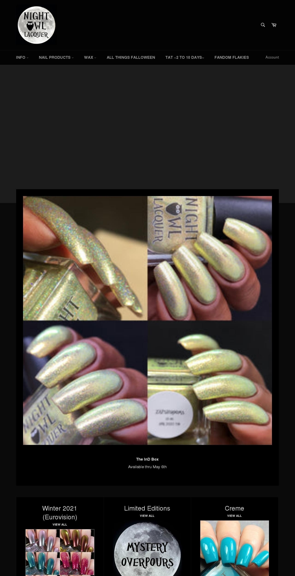 nightowllacquer.com shopify website screenshot