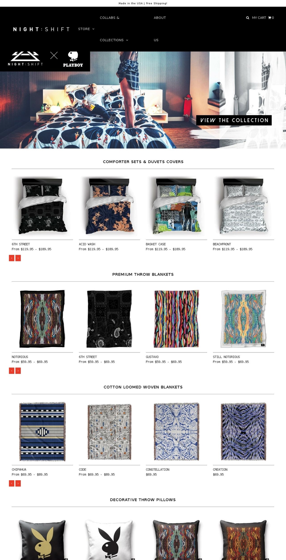 nightshiftblankets.com shopify website screenshot