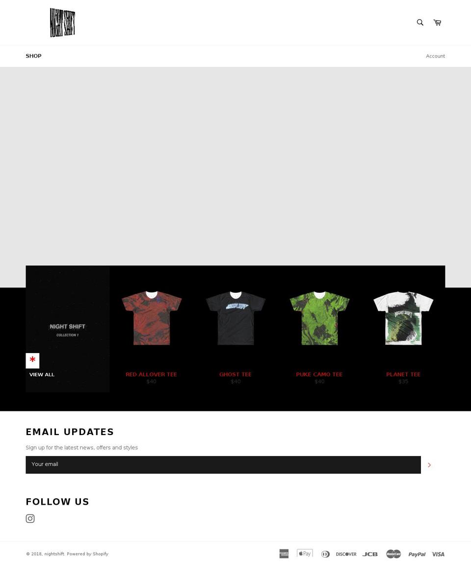 nightshiftcloth.com — Shopify storefront screenshot