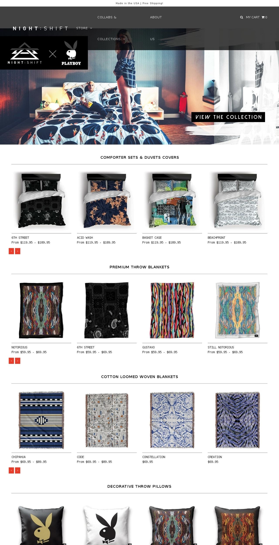 nightshiftcomforters.com shopify website screenshot