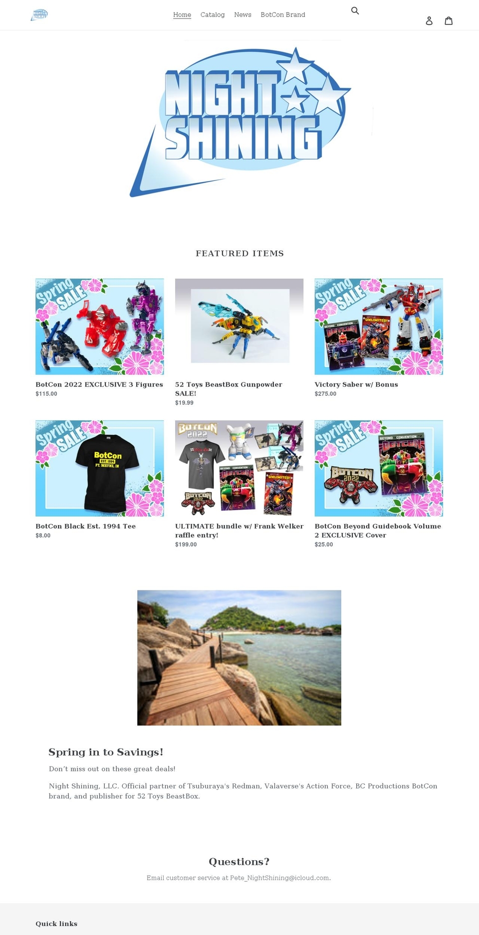 nightshiningllc.com shopify website screenshot