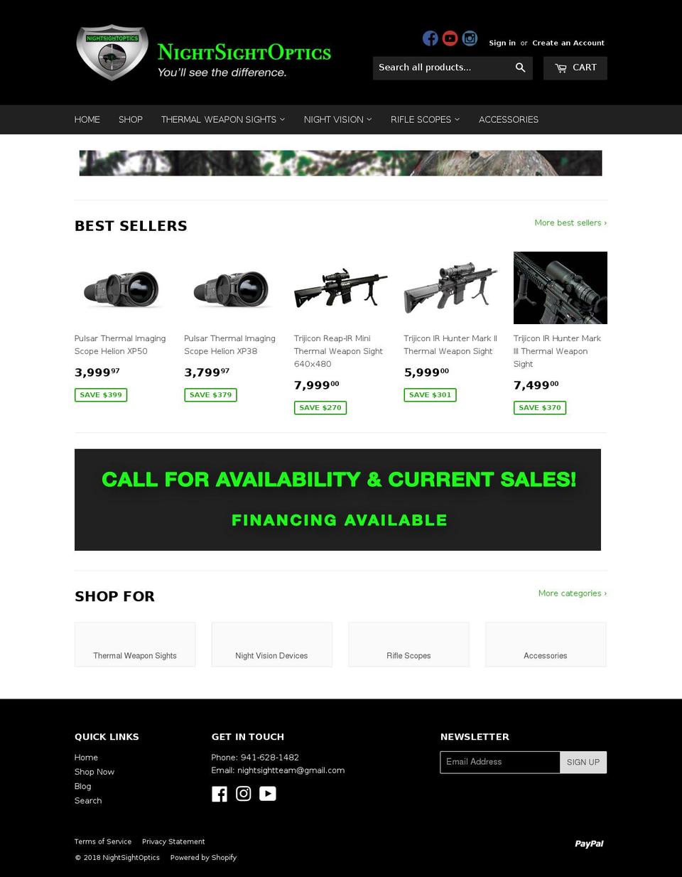 nightsightoptics.com shopify website screenshot