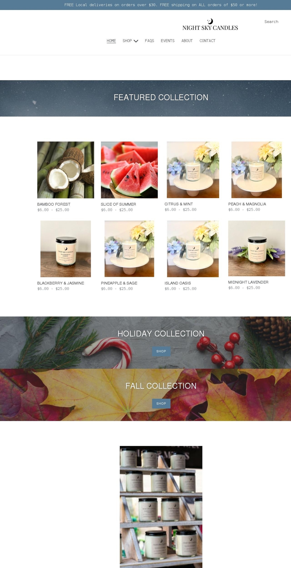 nightskycandle.com shopify website screenshot