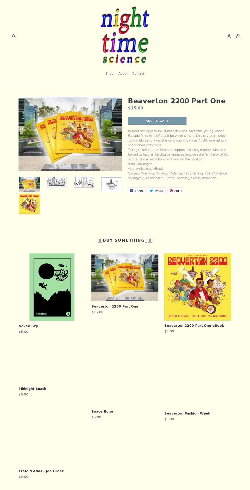 nighttimescience.com shopify website screenshot