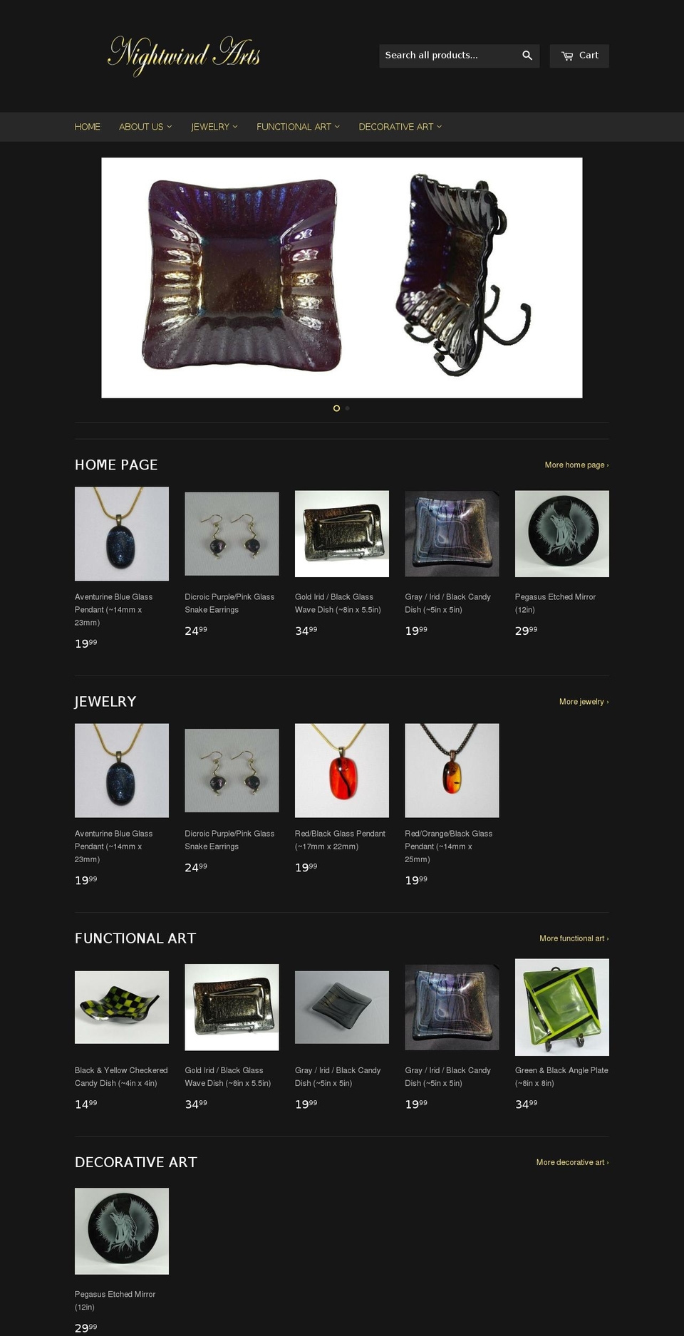 nightwindarts.com shopify website screenshot