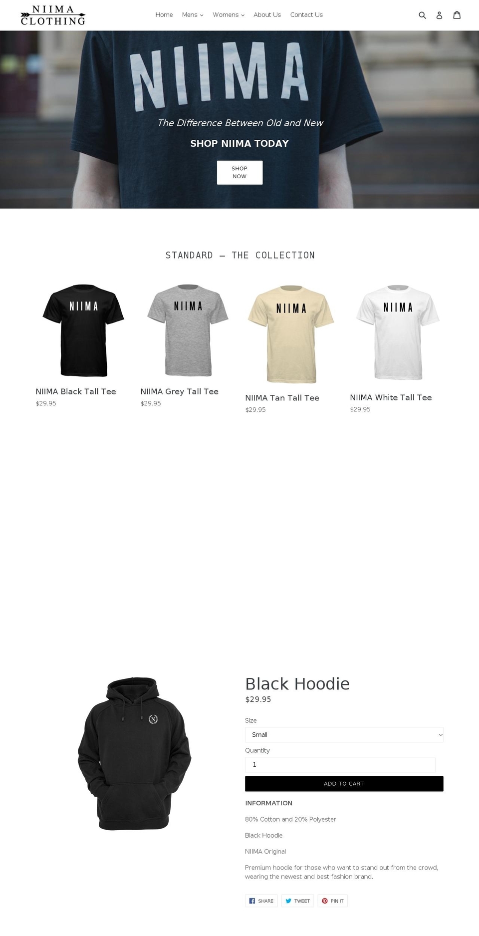 niimaclothing.com — Shopify storefront screenshot