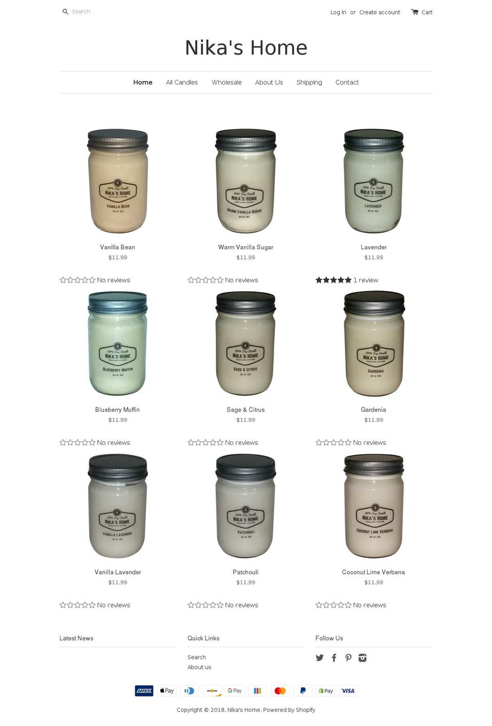 nikashome.com shopify website screenshot