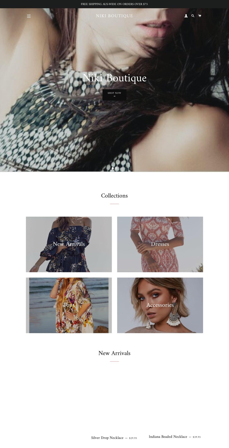 nikiboutique.com — Shopify storefront screenshot