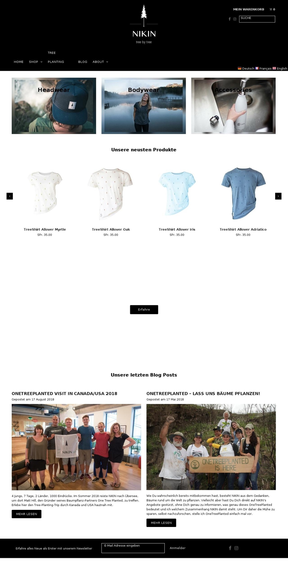 nikinclothing.com shopify website screenshot