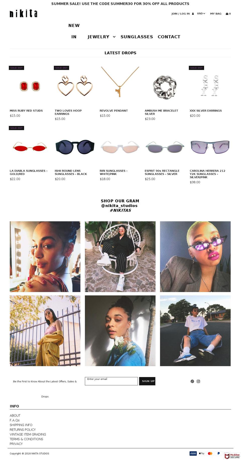 nikita-studios.com shopify website screenshot