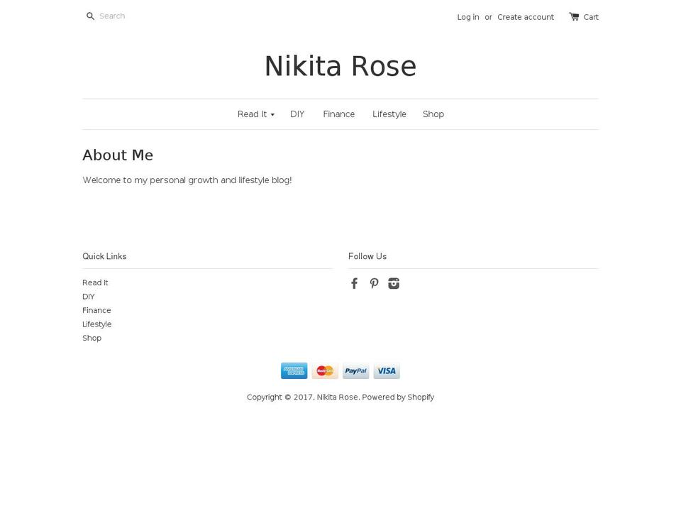 nikitarose.com shopify website screenshot