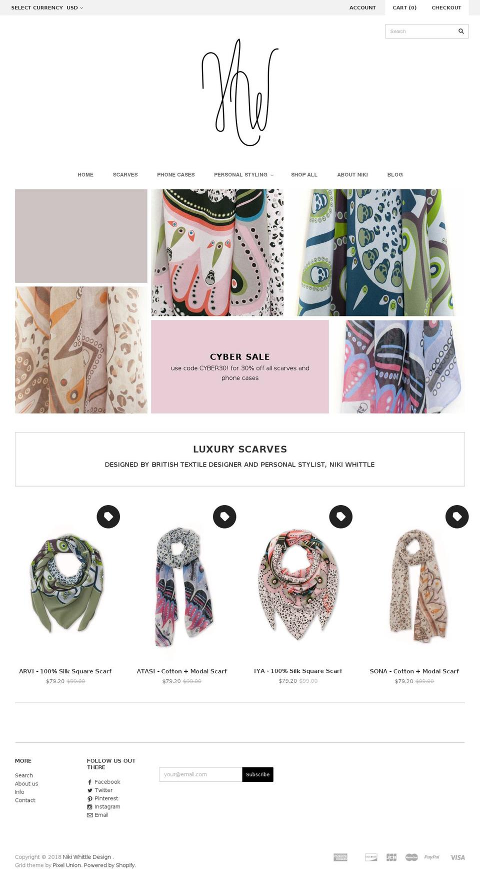 nikiwhittledesigns.com — Shopify storefront screenshot