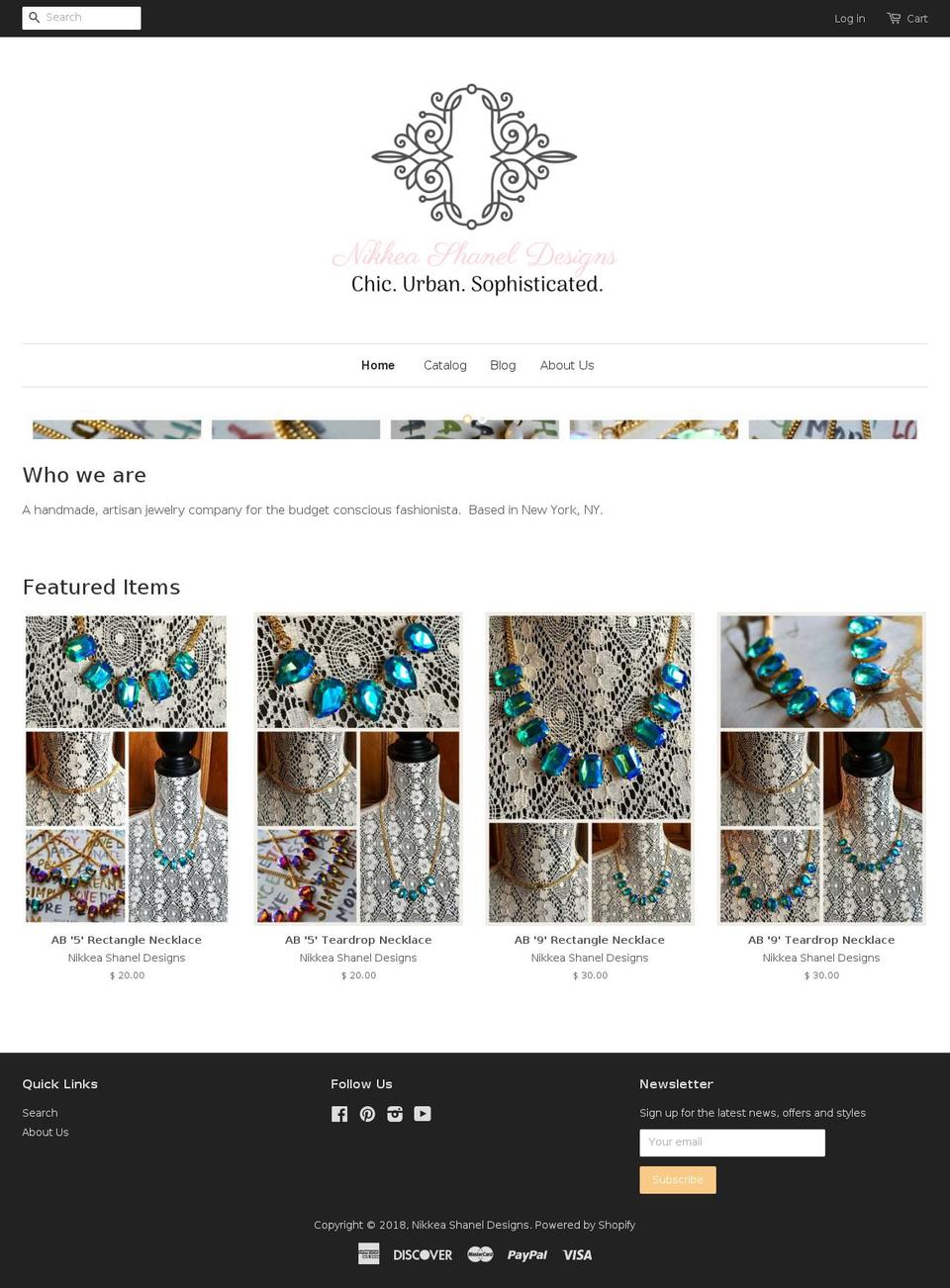 nikkeashaneldesigns.com — Shopify storefront screenshot