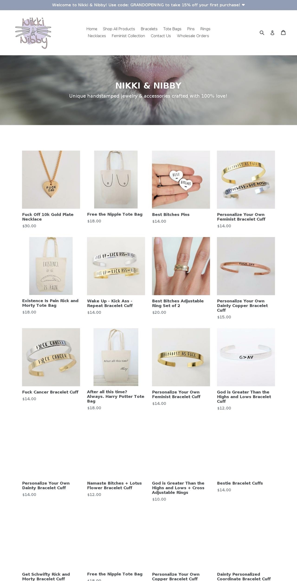 nikkiandnibby.com shopify website screenshot