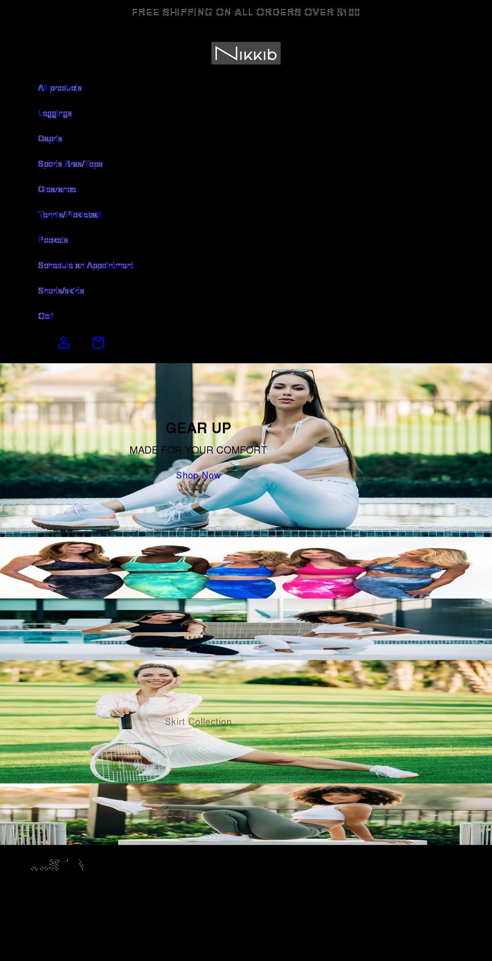 nikkibsportswear.com shopify website screenshot