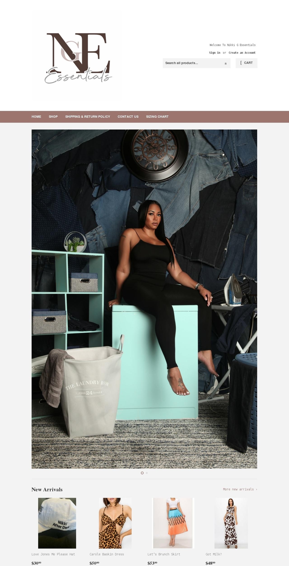 nikkigessentials.com shopify website screenshot