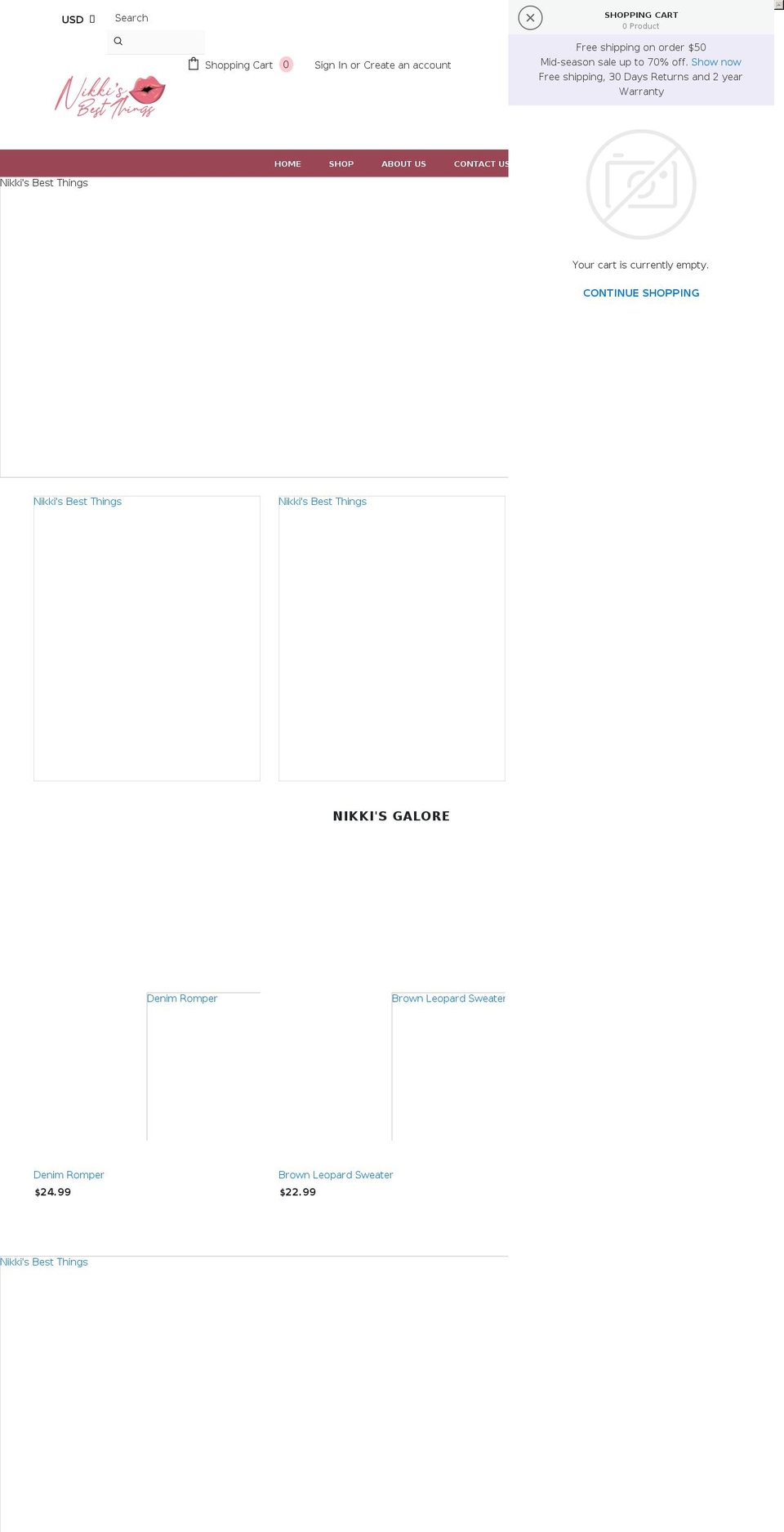 nikkisbestthings.com shopify website screenshot