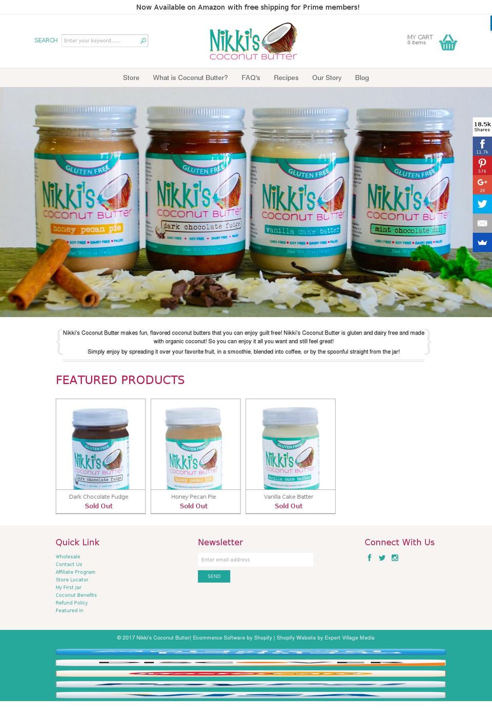 nikkiscoconutbutter.co shopify website screenshot