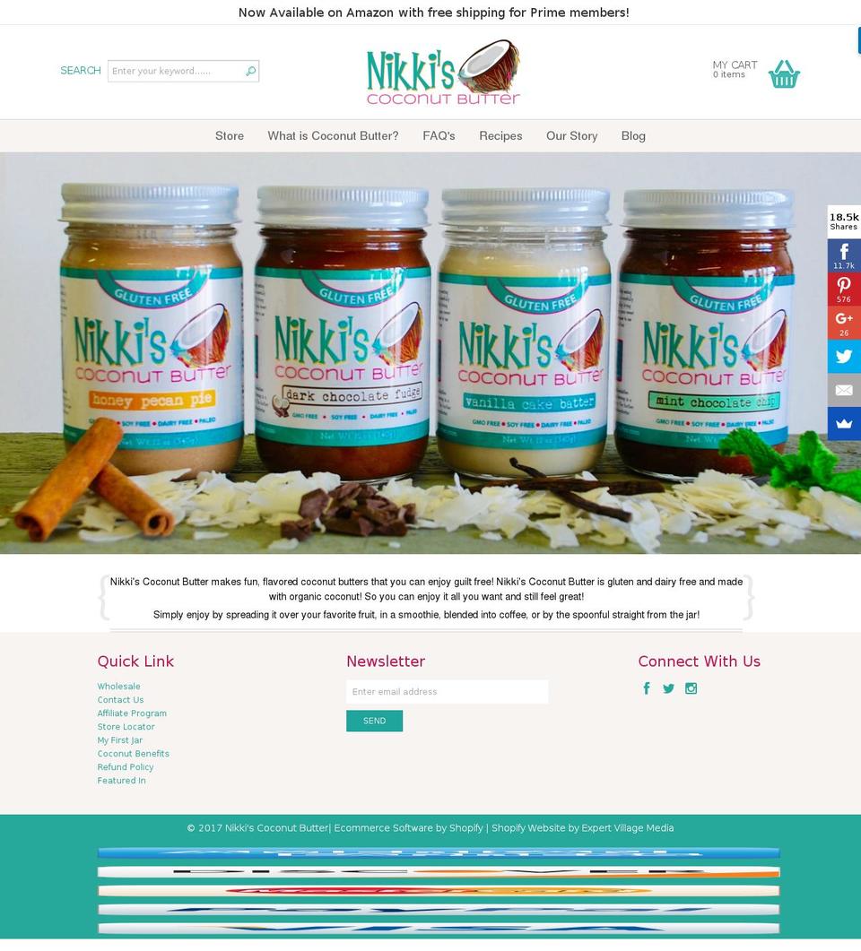 nikkiscoconutbutter.com shopify website screenshot