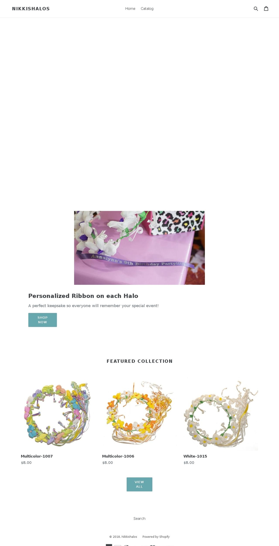 nikkishalos.com — Shopify storefront screenshot
