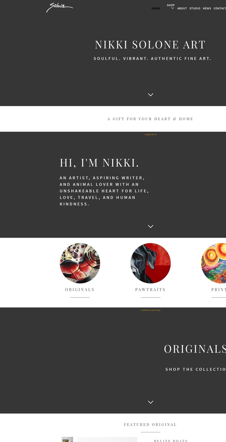 nikkisoloneart.com — Shopify storefront screenshot