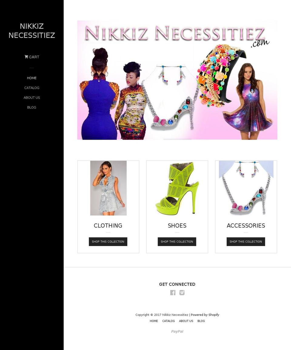 nikkiznecessitiez.com shopify website screenshot