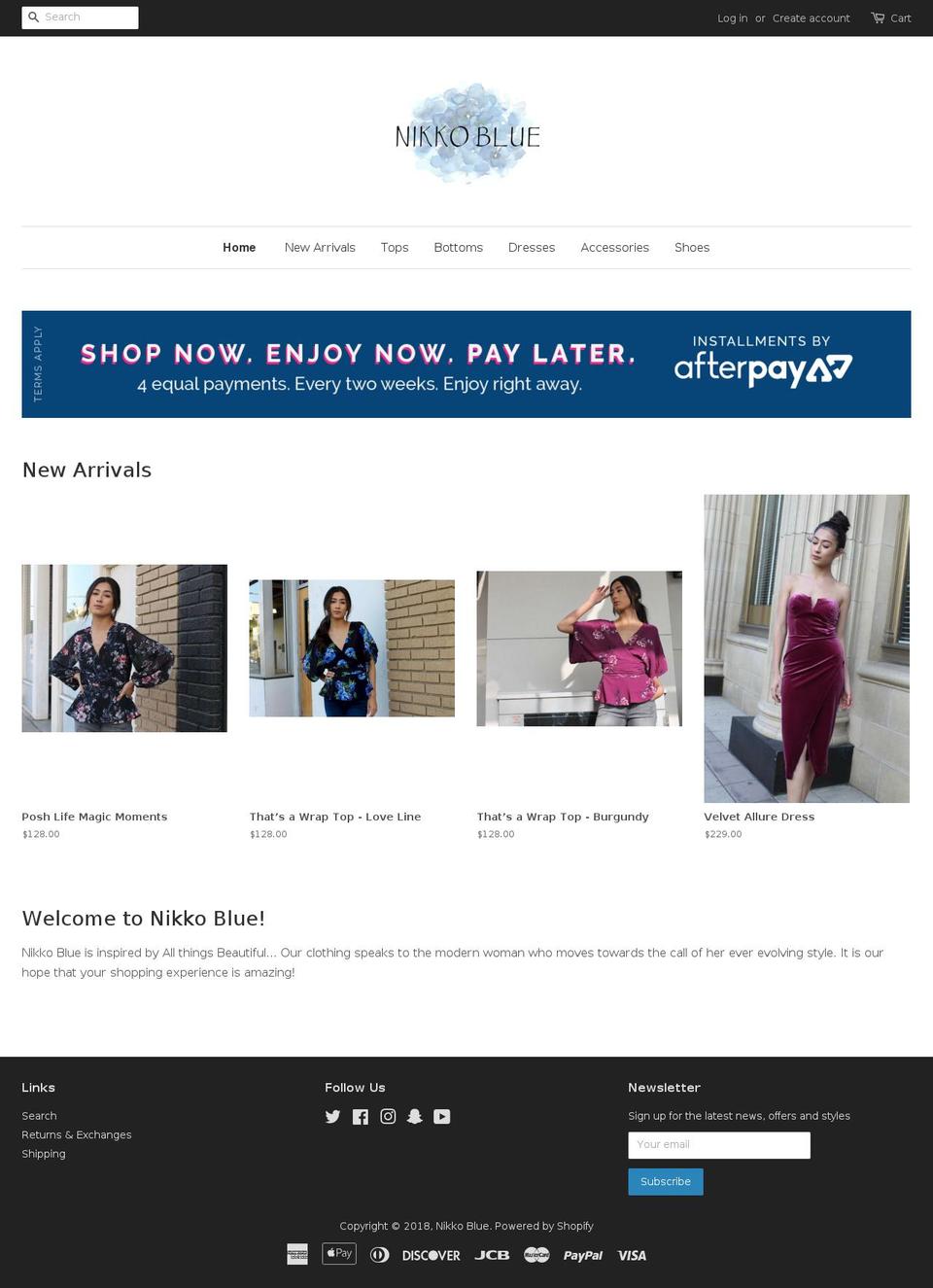 nikkoblueclothing.com — Shopify storefront screenshot