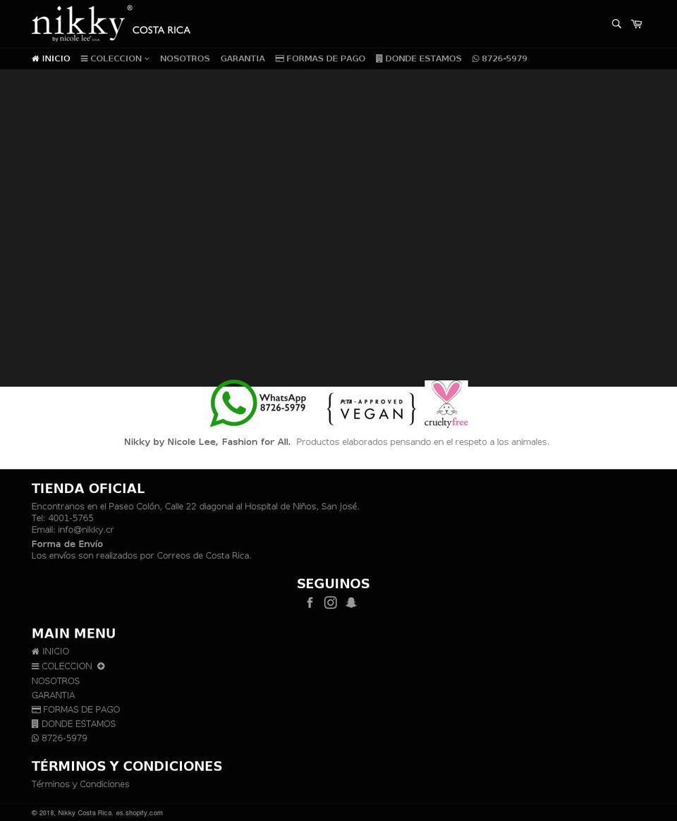 nikkycostarica.com — Shopify storefront screenshot