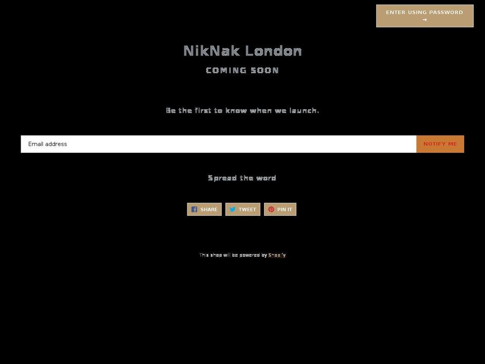 niknak.london shopify website screenshot