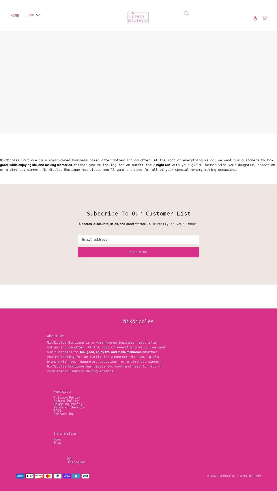 niknicoles.com shopify website screenshot