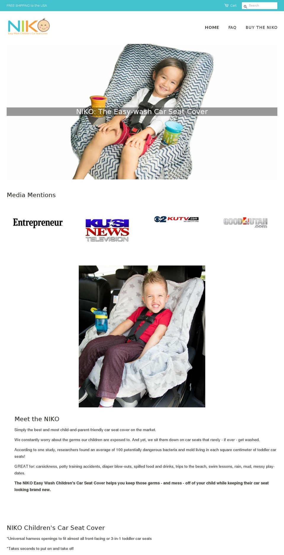 nikocarseatcover.com shopify website screenshot