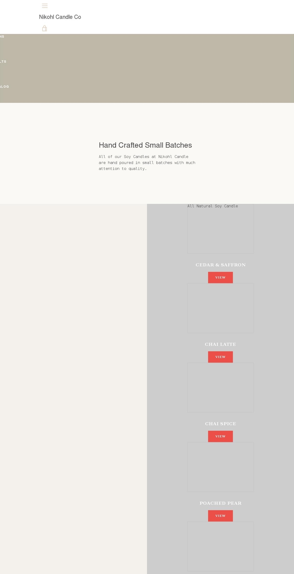 nikohlcandleco.com — Shopify storefront screenshot