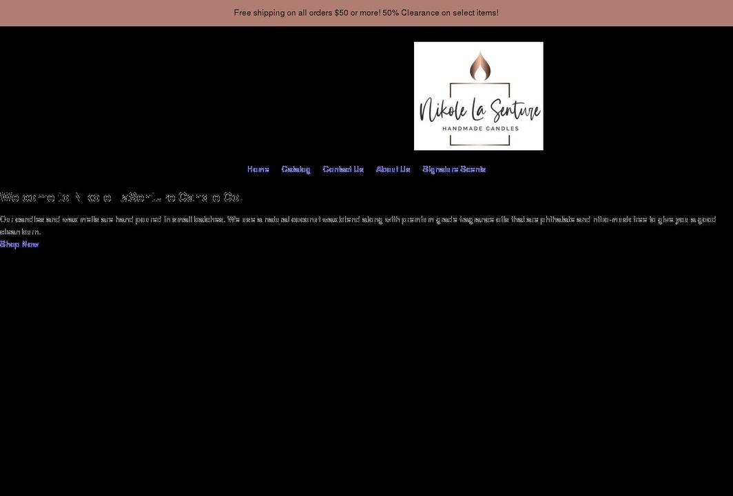 nikolelasenturecandles.com shopify website screenshot