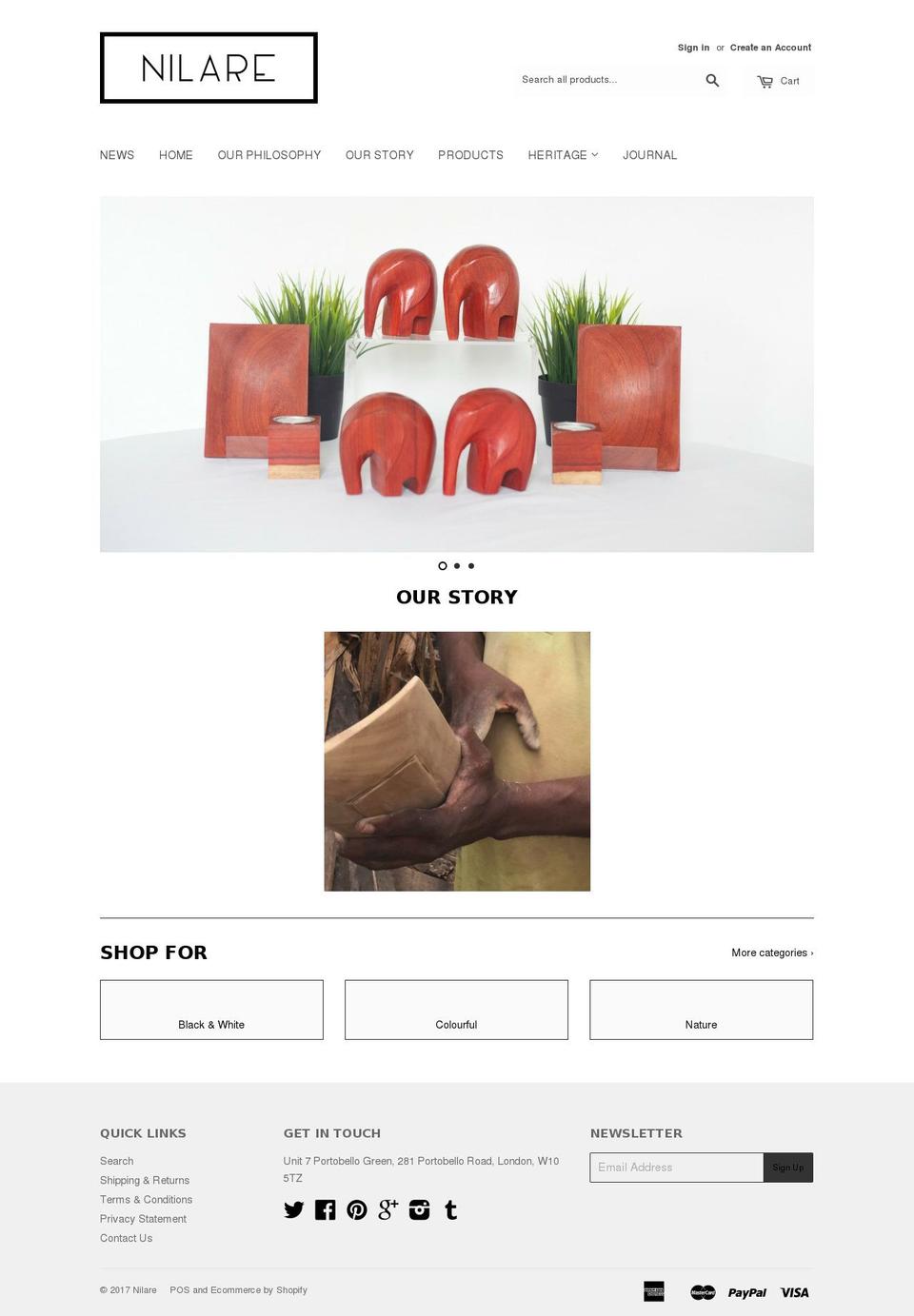 nilare.com shopify website screenshot