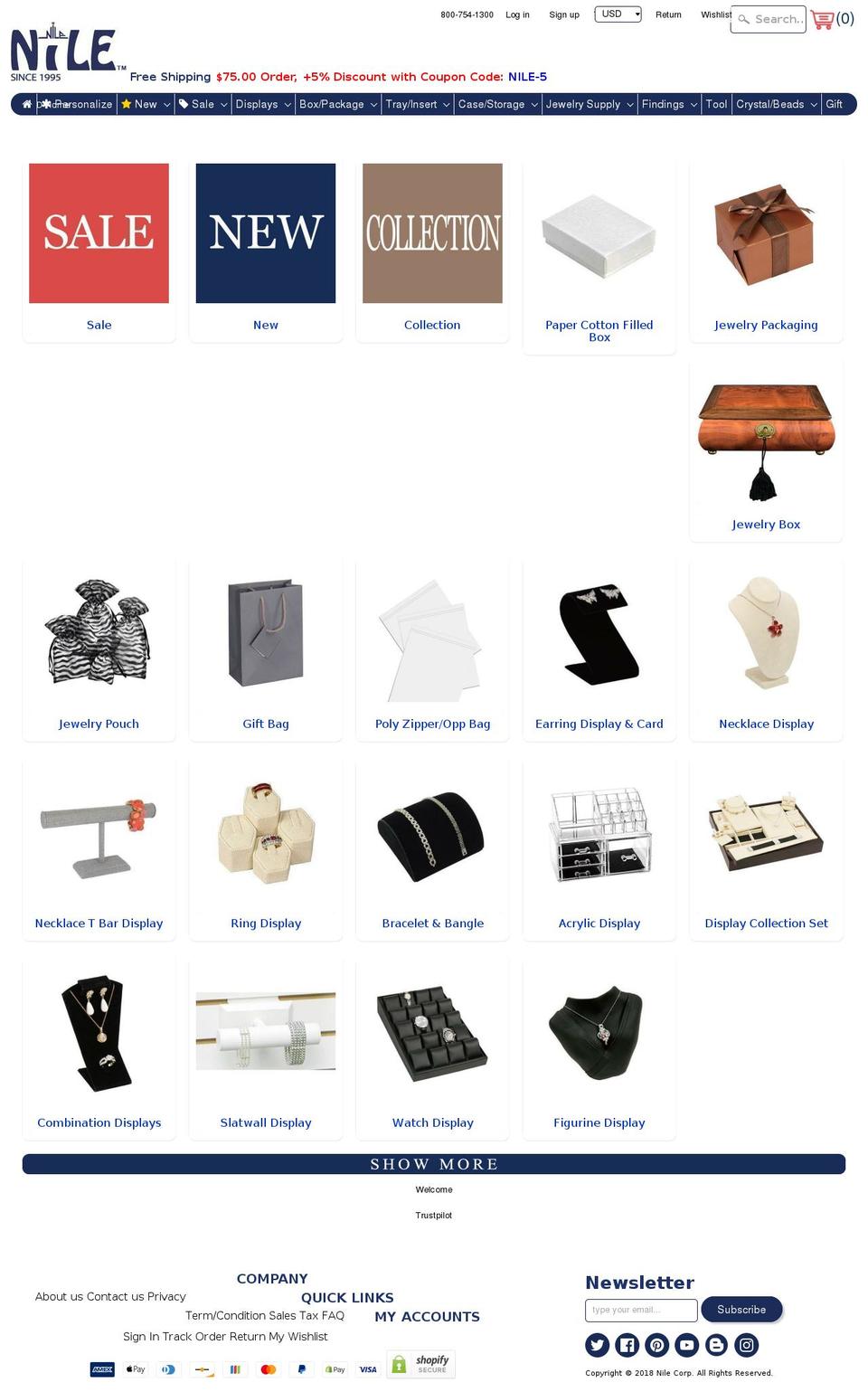 nilecorp.com — Shopify storefront screenshot