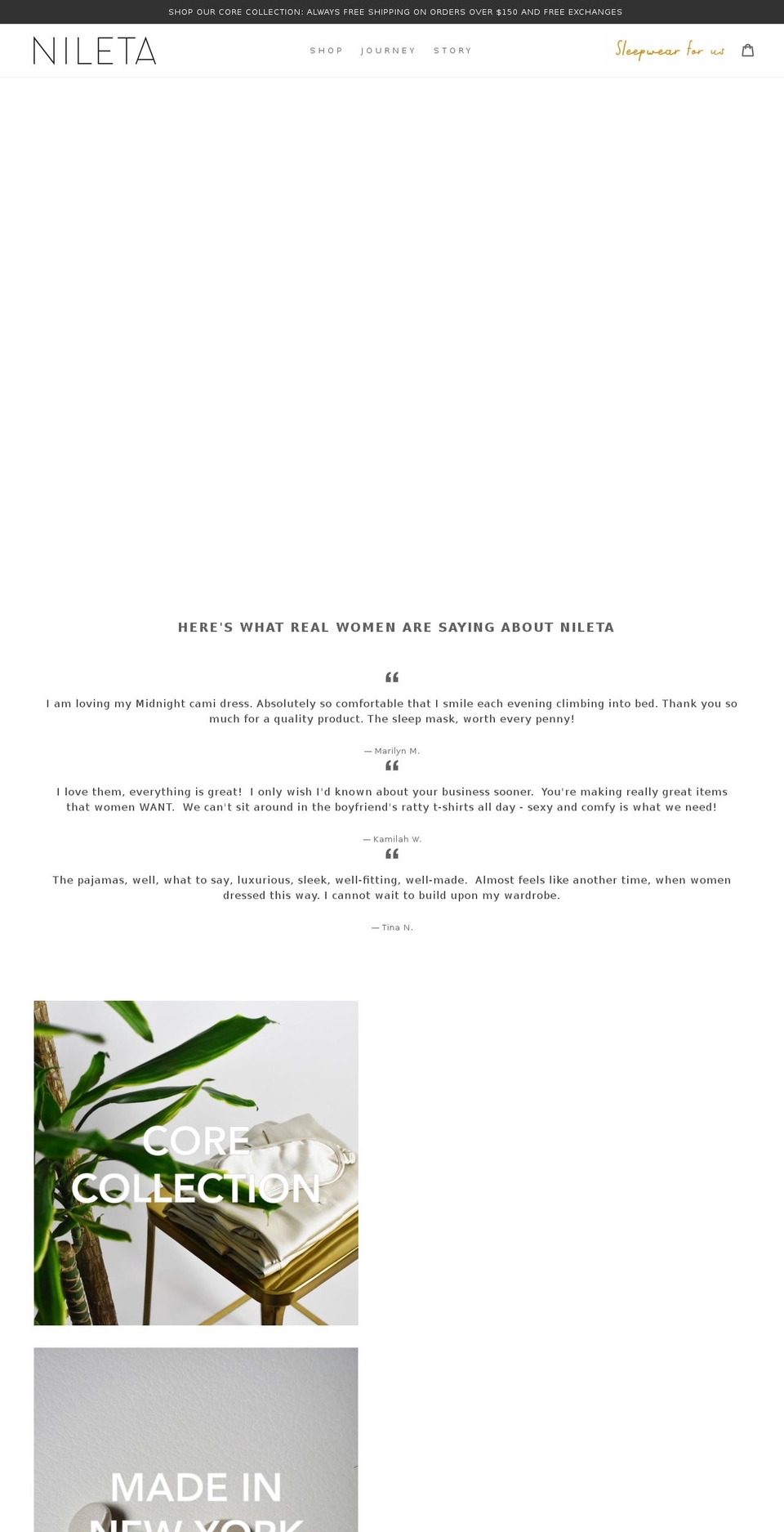 nileta.com — Shopify storefront screenshot