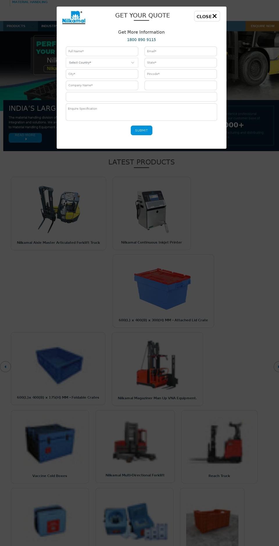 Nilkamal Live V Shopify theme site example nilkamalmaterialhandling.com